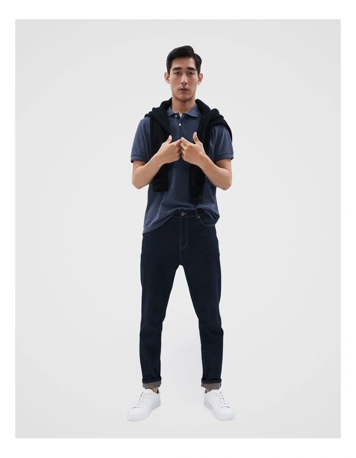 Pique Polo in Indigo