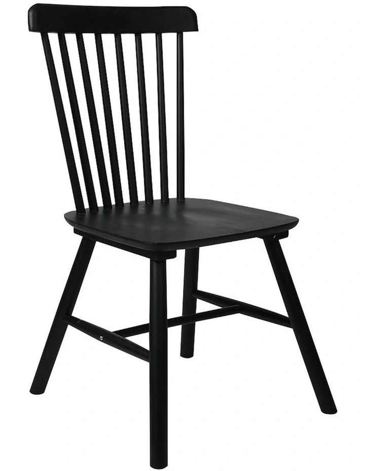 2x Natural Wood Dining Chairs in Black