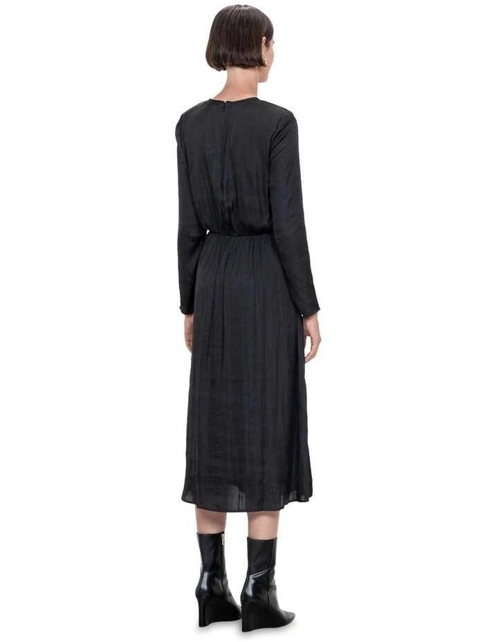 Drapey Satin Twist Dress in Black