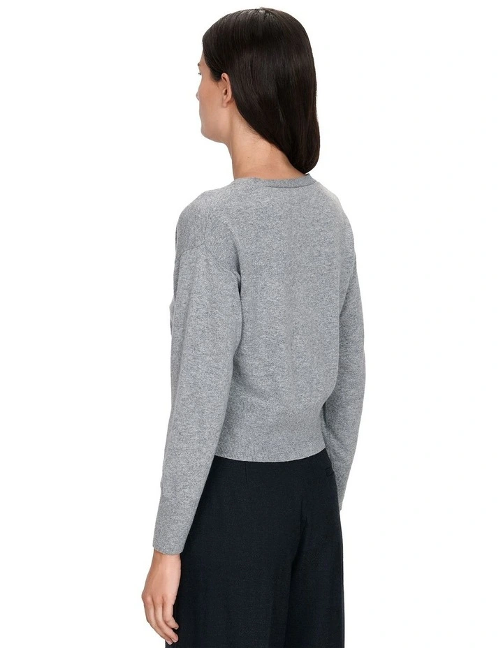 Cashmere Merino Blend Cardigan in Light Grey Melange
