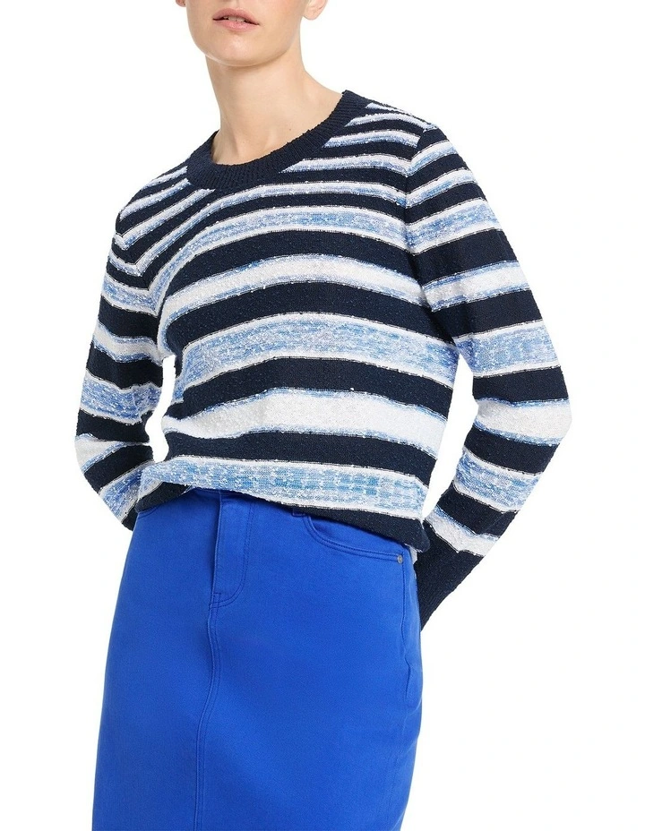 Vienne Striped Knit Jumper in Midnight/Cameo Blue