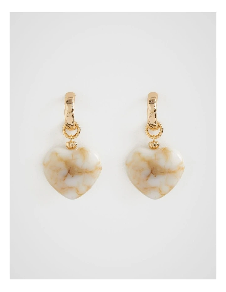 Resin Heart Earring in Oat