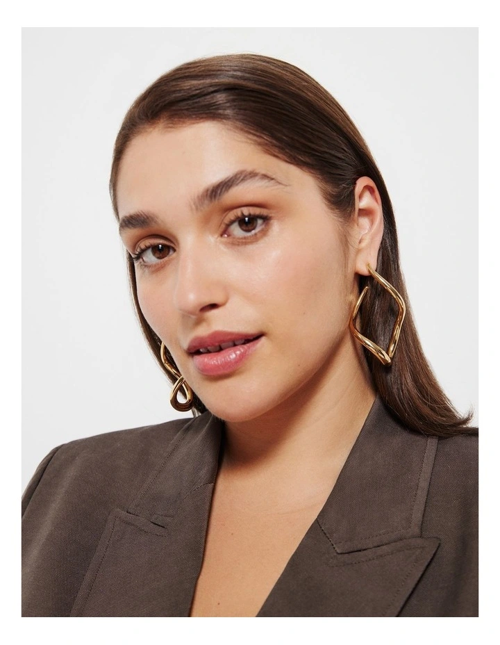 The Ella Organic Hoops in Gold