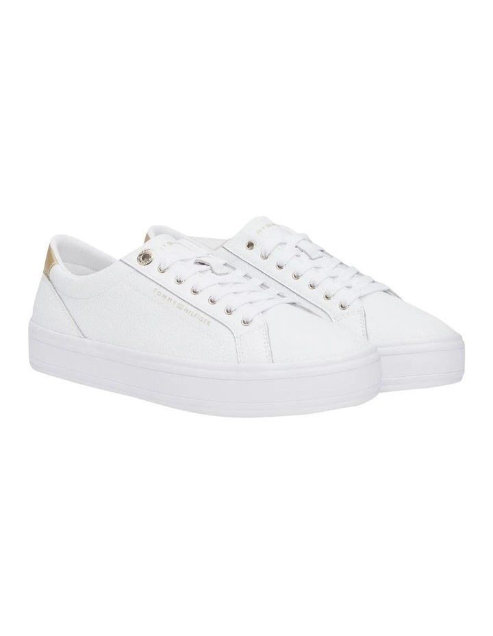 Essential Metallic Heel Lace-Up Sneaker in White