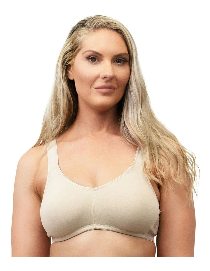 Wide Strap Wirefree Bra Plus Size in Light Beige