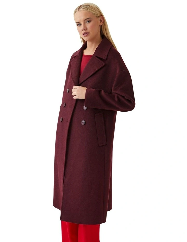 Anna Wool Blend Coat in Plum