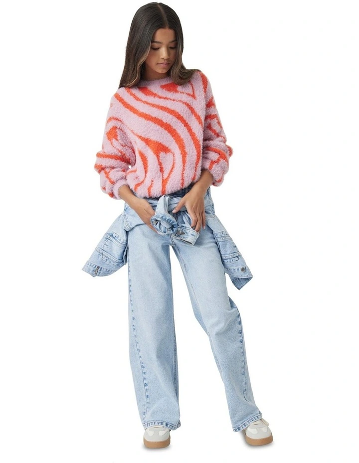 Heart Swirl Knit Jumper in Pink