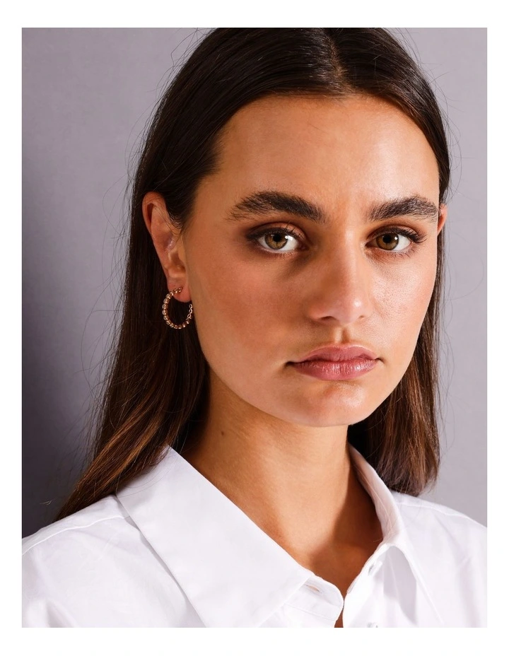 Clear Crystals Hoop Earring in Gold