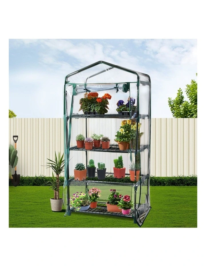 4 Tiers Mini Green House Box 1.6x0.7x0.5M in Green