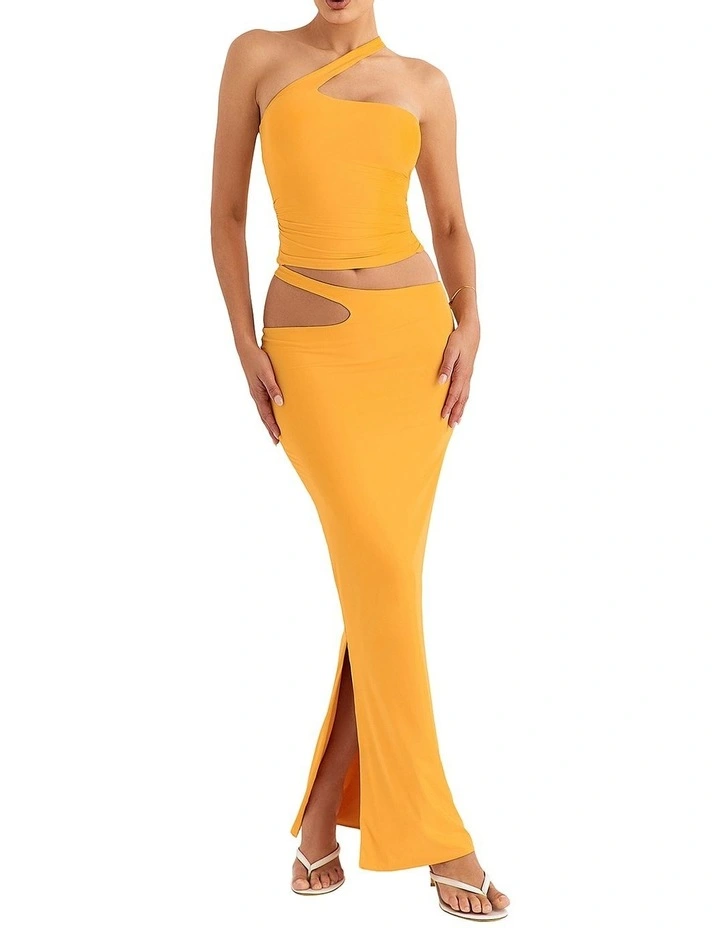 Cutout Maxi Skirt in Tangerine
