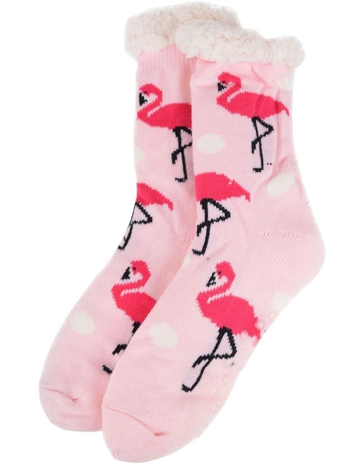 Ladies Thick Fur Bed Socks 1 Pair in Pink