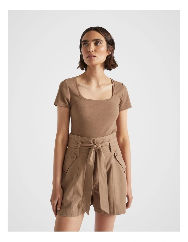 Square Neck Rib Tee in Woodland