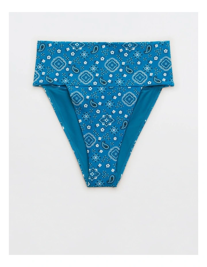 Banded High Cut Cheeky Bikini Bottom in Blue