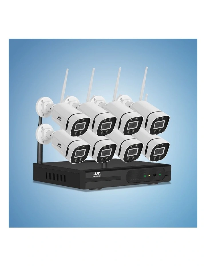 UL-tech 3MP Wireless CCTV Security System 8hannel 8 Camera in White