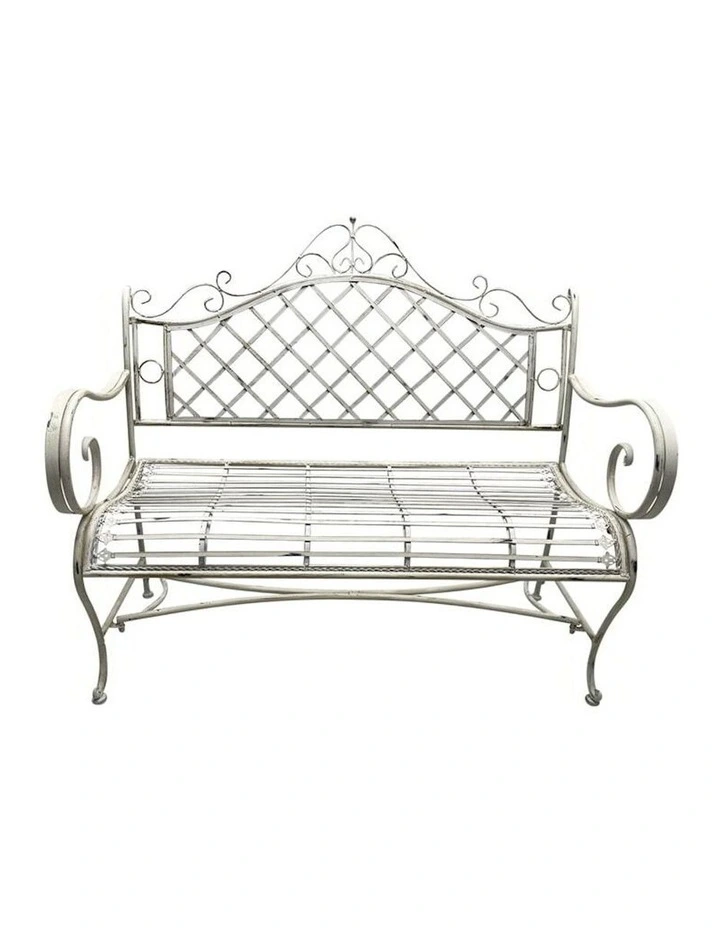 French Provincial Garden Seat Bench in Antique White
