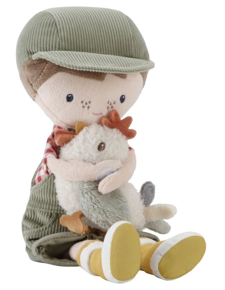 Cuddle Doll Farmer Jim with Chicken 35cm Plush Toy