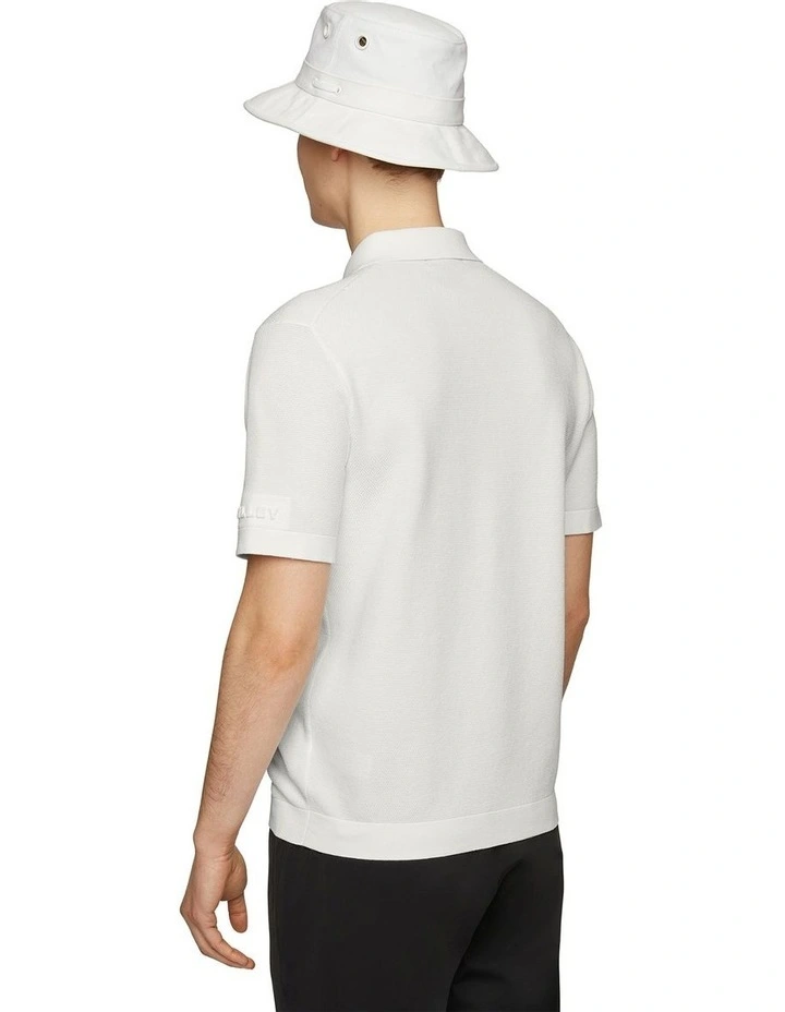 Pique Polo Sweater in White