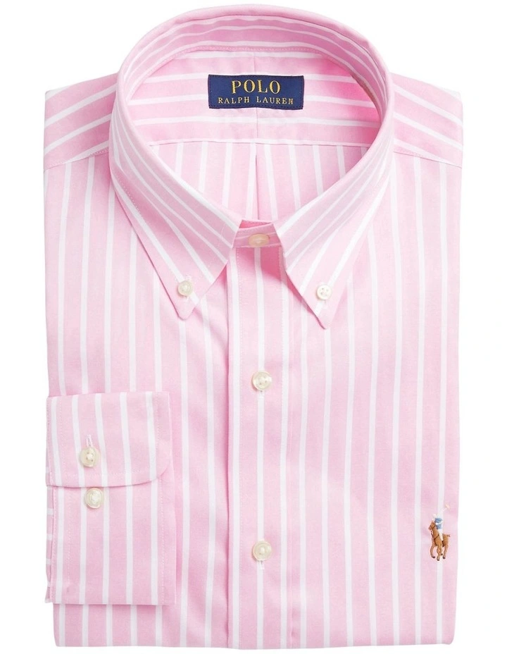 Classic Fit Striped Oxford Shirt in Pink