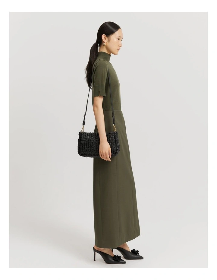 Plaited Shoulder Bag in Black