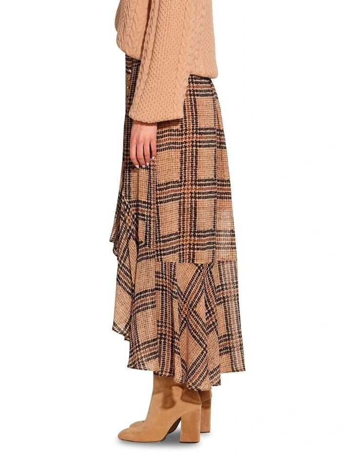 Something Beautiful Midi Skirt in Houndstooth Check