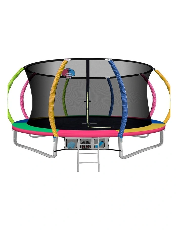 Round Trampoline 14FT with Basketball Hoop in Multi