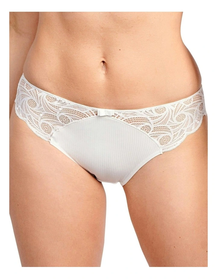 Ariane Essential Ribbed Microfibre Bikini Brief With Lace in White