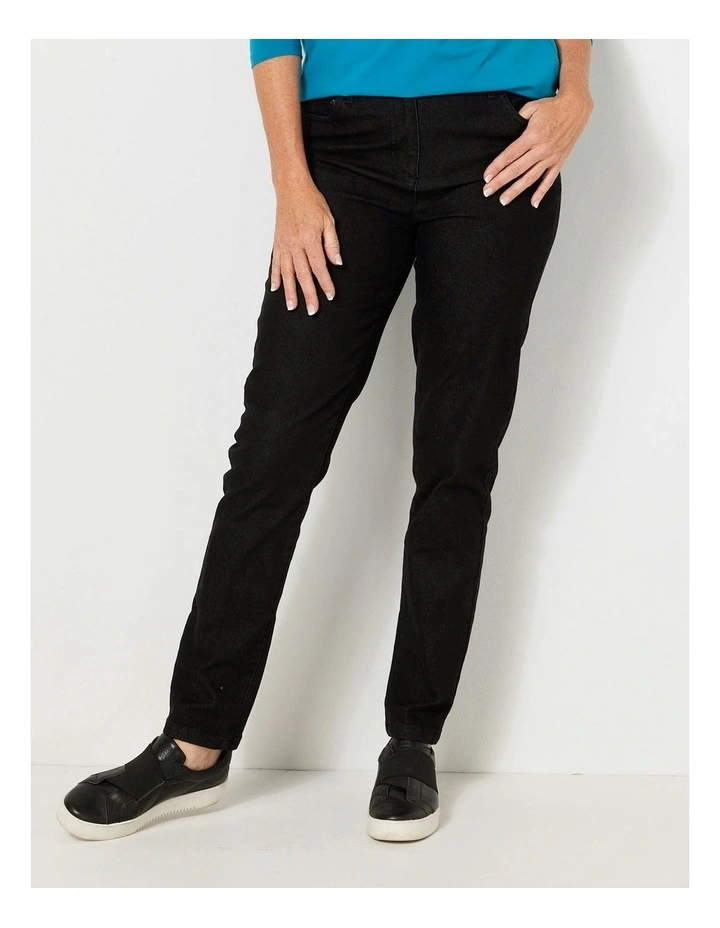 Code Zip Front Narrow Leg Jeans in Black