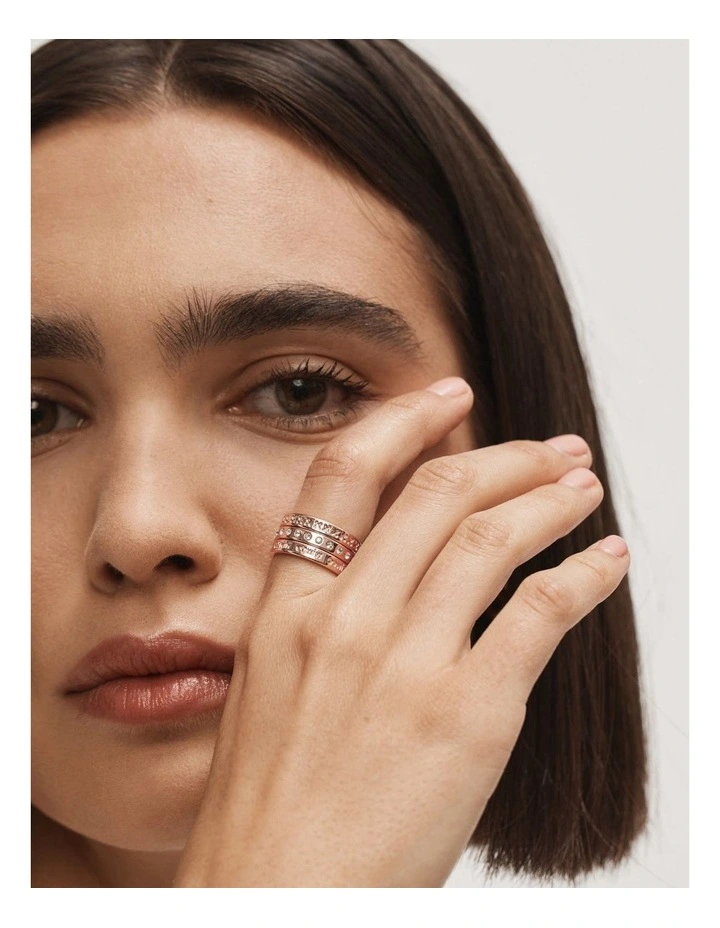 Halo Ring Stack in Rose Gold