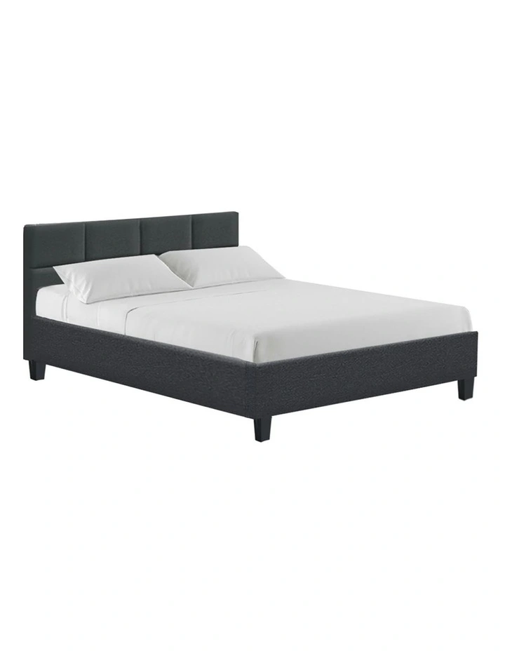 Tino Wooden Fabric Double Bed Frame in Charcoal