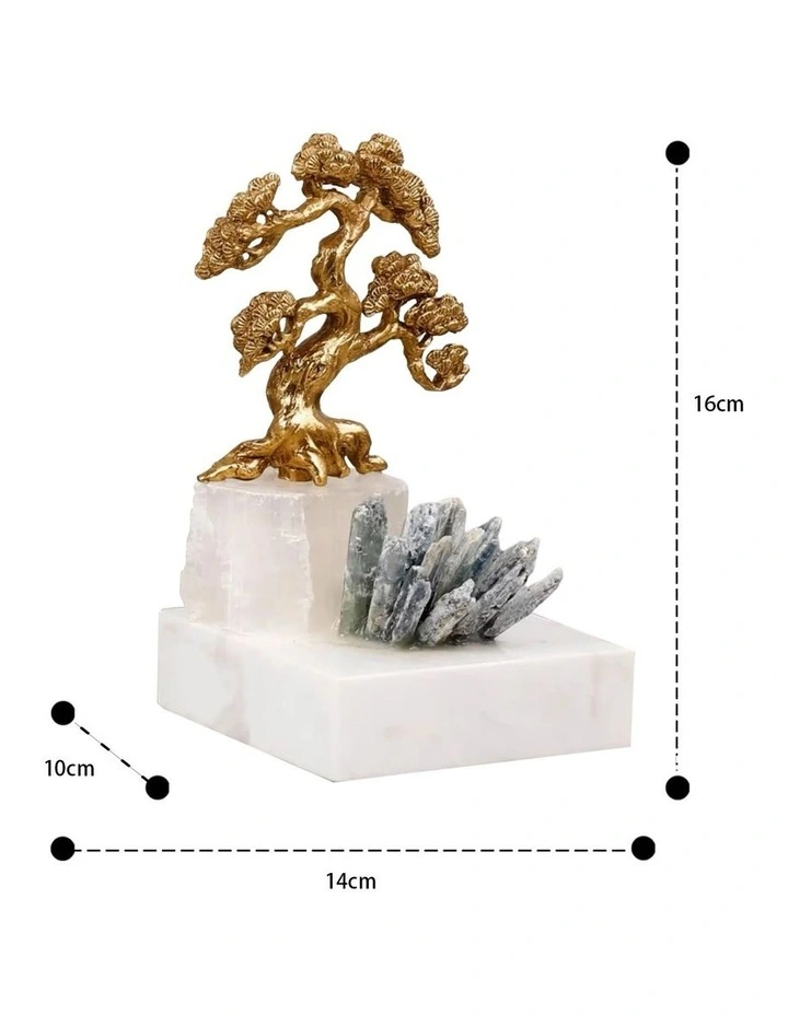 Exclusive Design Small Luxury Bonsai Natural Crystal Table Art in Gold