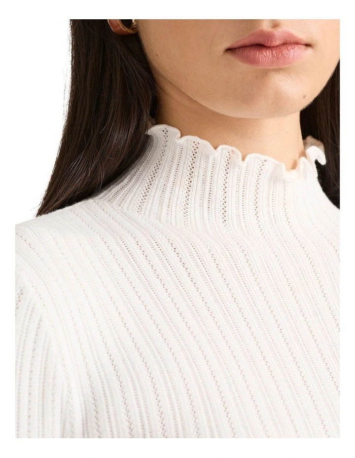 Papillion Pointelle Knit Top in Ivory