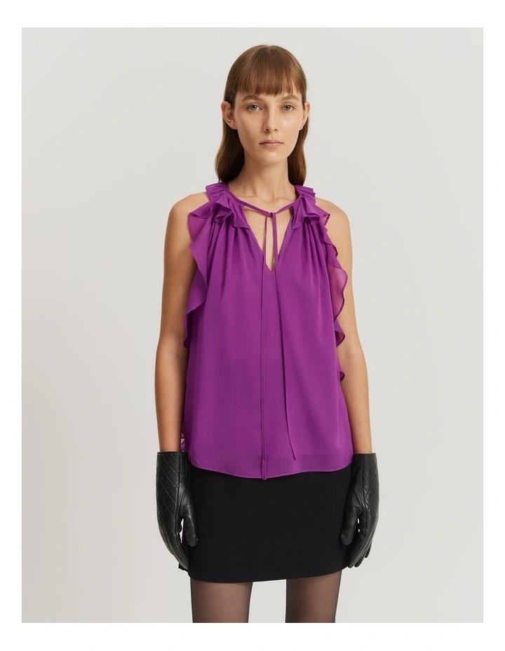 Ruffle Halter in Boysenberry