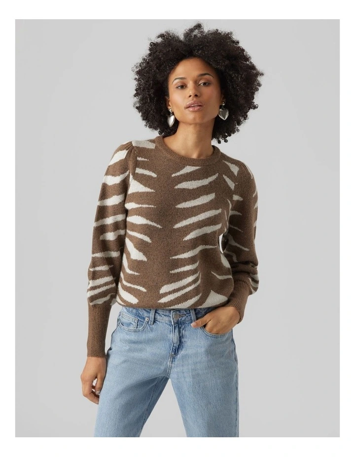 Newtari Patterned Knit in Brown Lentil