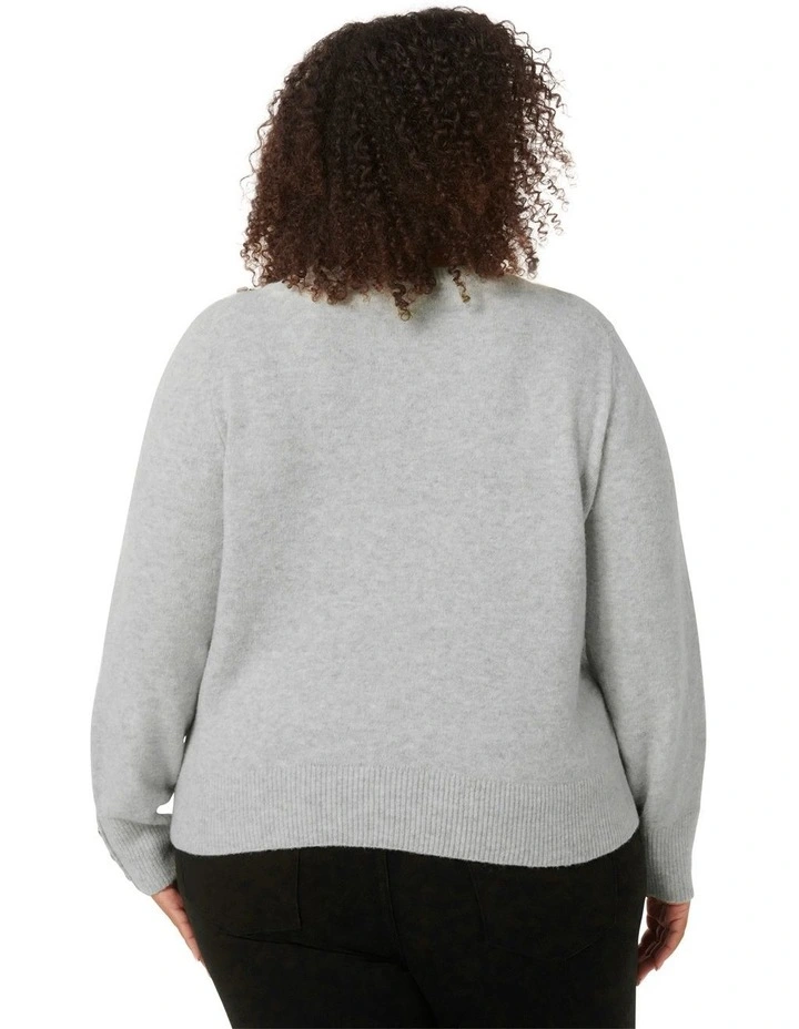 Camille Brushed Knit Jumper in Silver