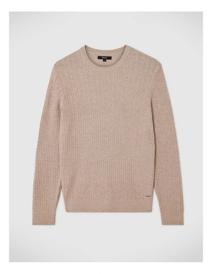 Lightweight Crew Neck Knit in Light Tan
