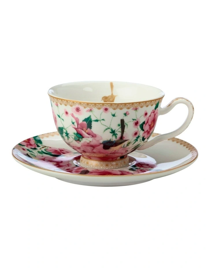 Teas & C's Silk Road Footed Cup & Saucer 200ML White Gift Boxed