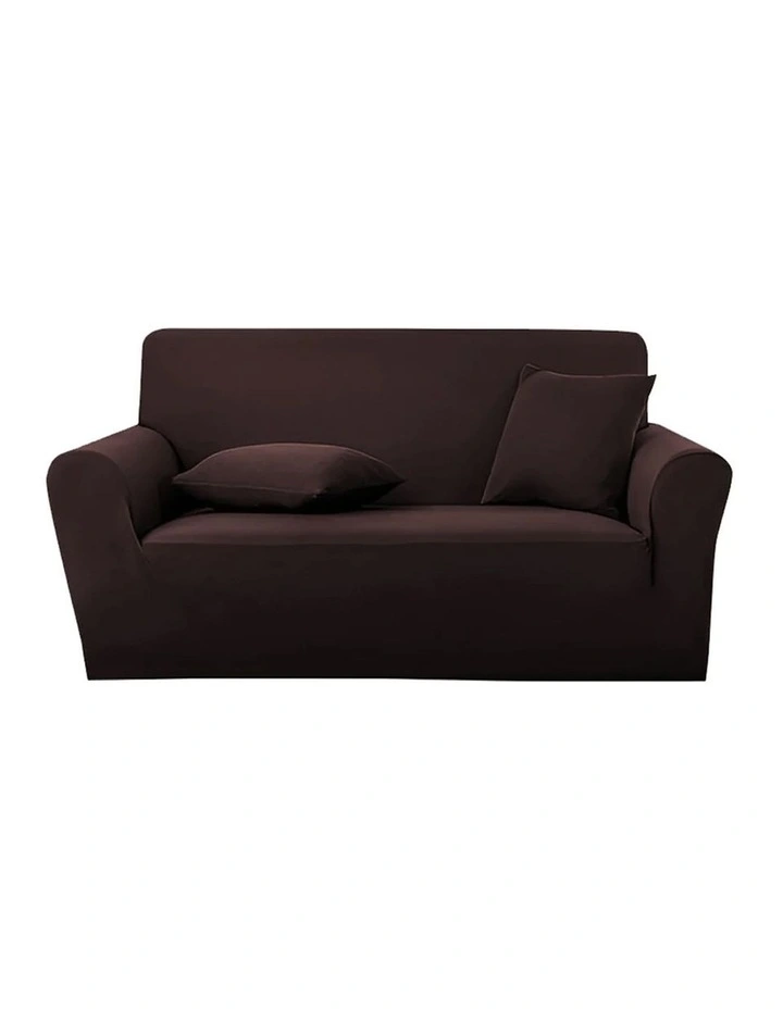 High Stretch Sofa Cover Couch Lounge Protector Slipcovers 2-Seater in Coffee