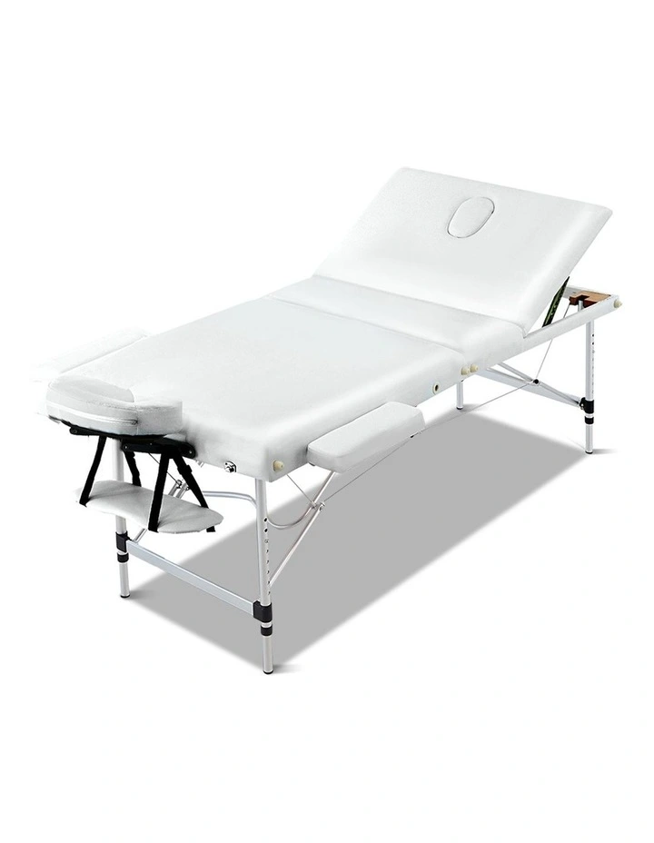 3 Fold Aluminum Portable Massage Bed 75cm in White