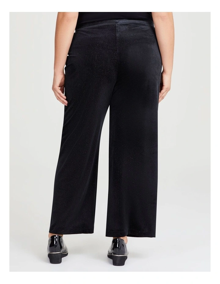Lurex Stripe Velour Pants in Black