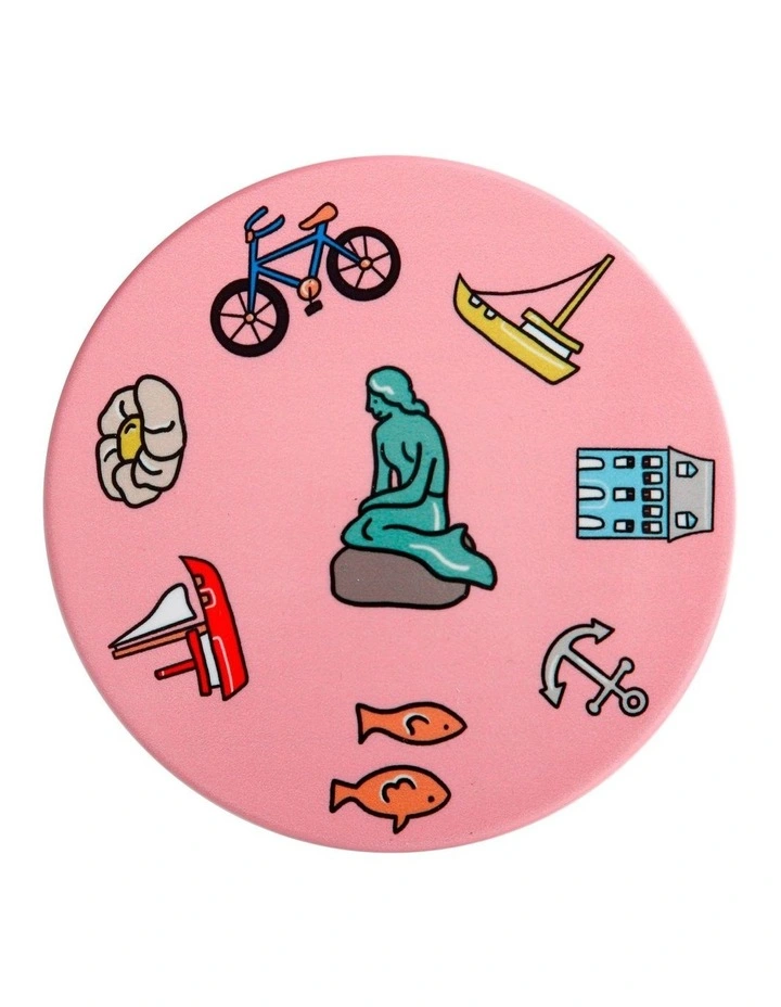 Megan McKean Cities Ceramic Round Coaster 10.5cm Copenhagen