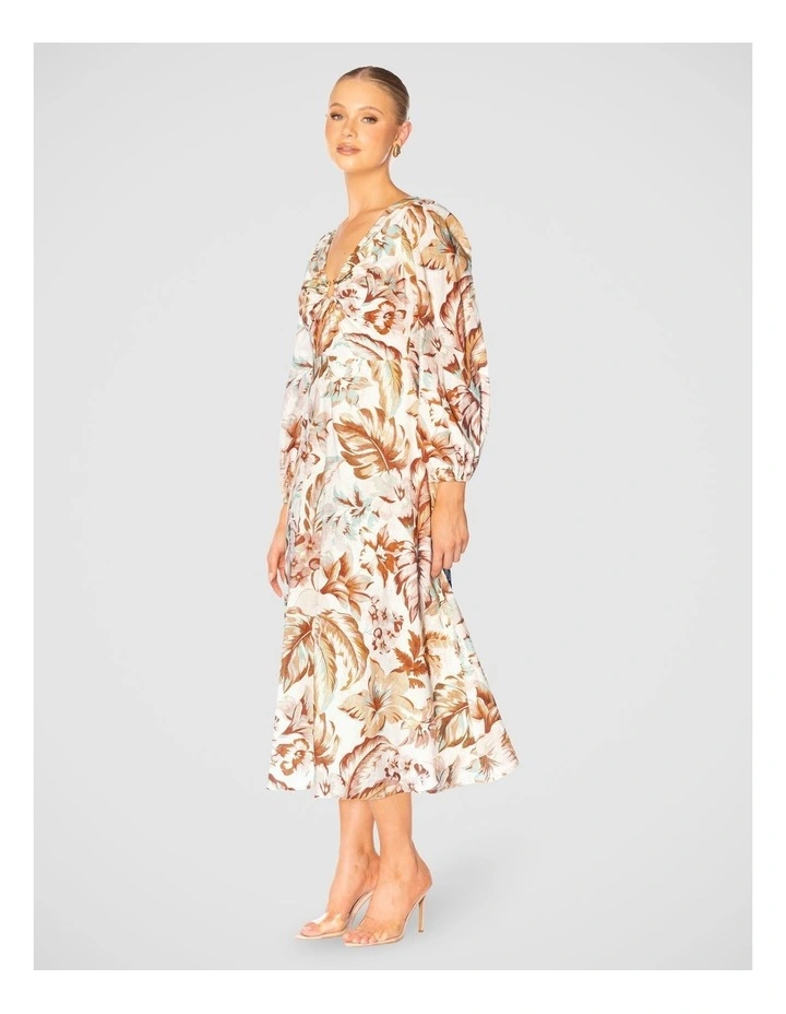 Moira V Neck Midi Dress in Multi