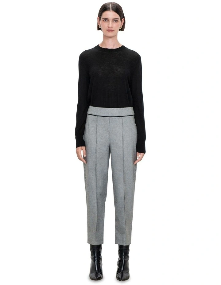Houndstooth Slim Crop Pant in Black/White