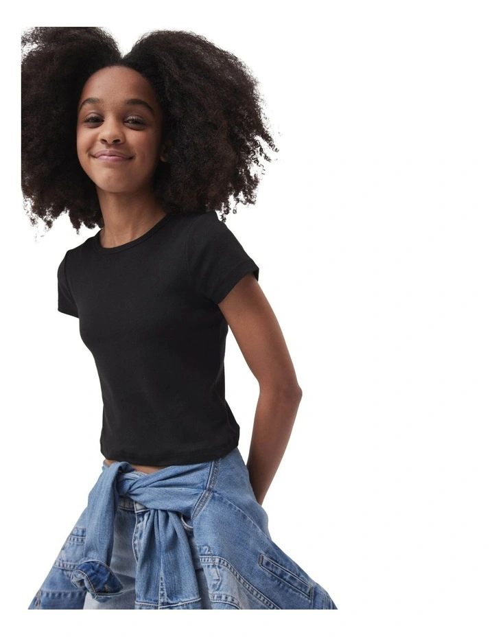 Harriet Cropped Tee in Black