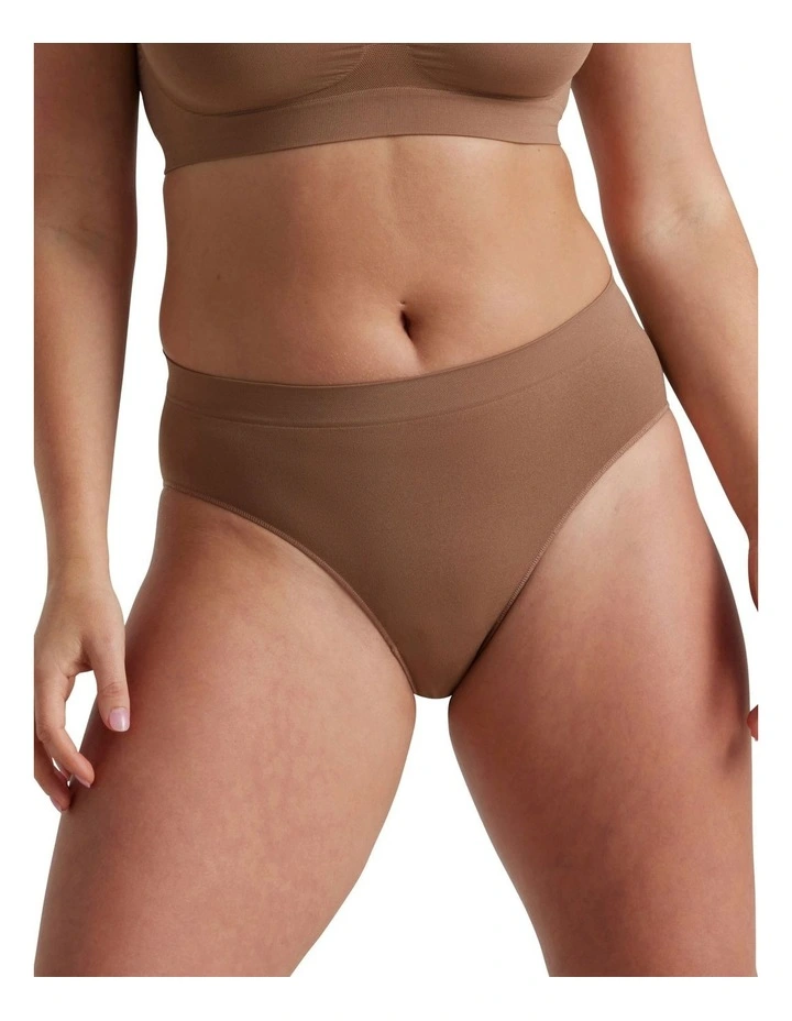 Bare Essentials Hi Cut Brief in Almond