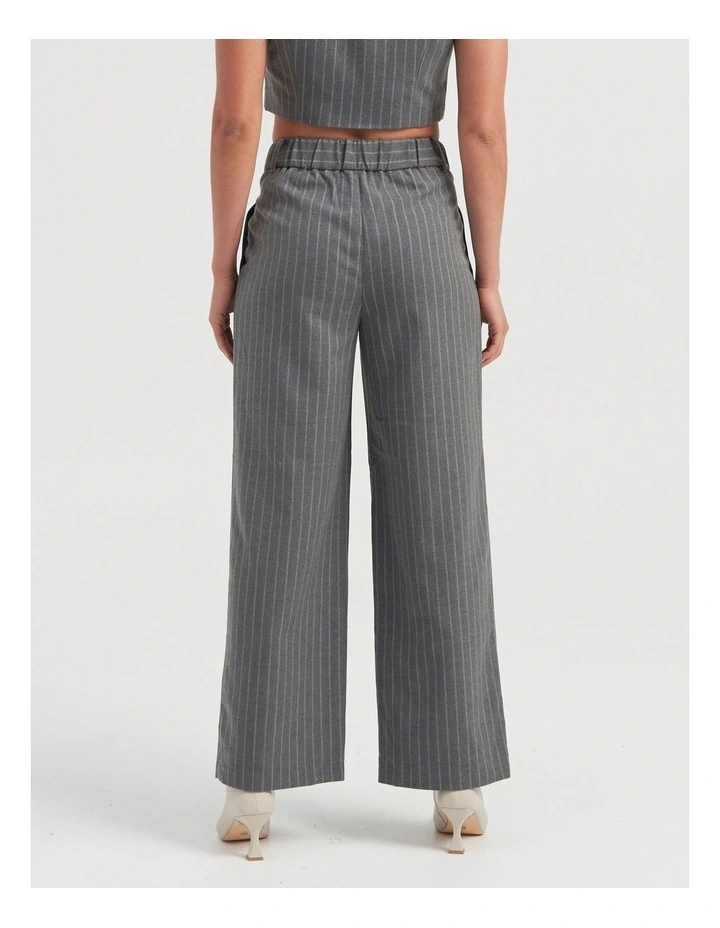 Dita Pinstripe Wide Pant in Grey