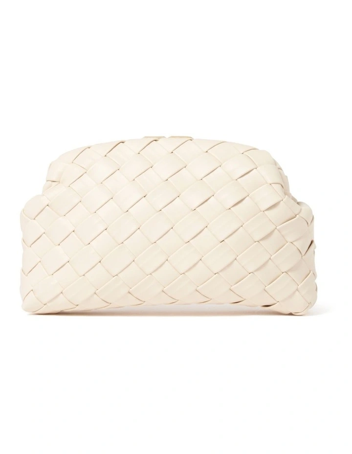Winifred Weave Frame Clutch in Cream