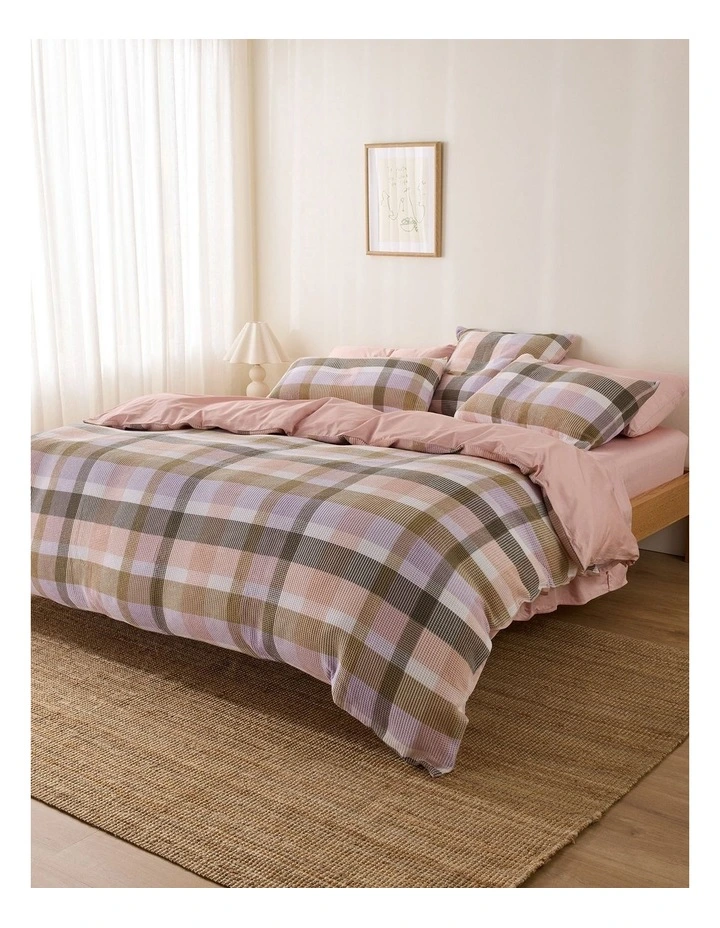 Tully Waffle Quilt Cover Set in Pixie Gingham