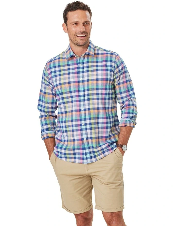 Casual Slub Shirt in Multi Check