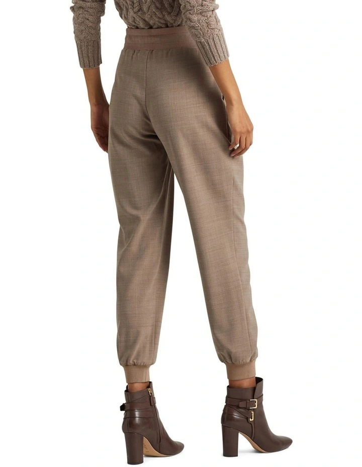Wool Crepe Jogger Pant in Beige