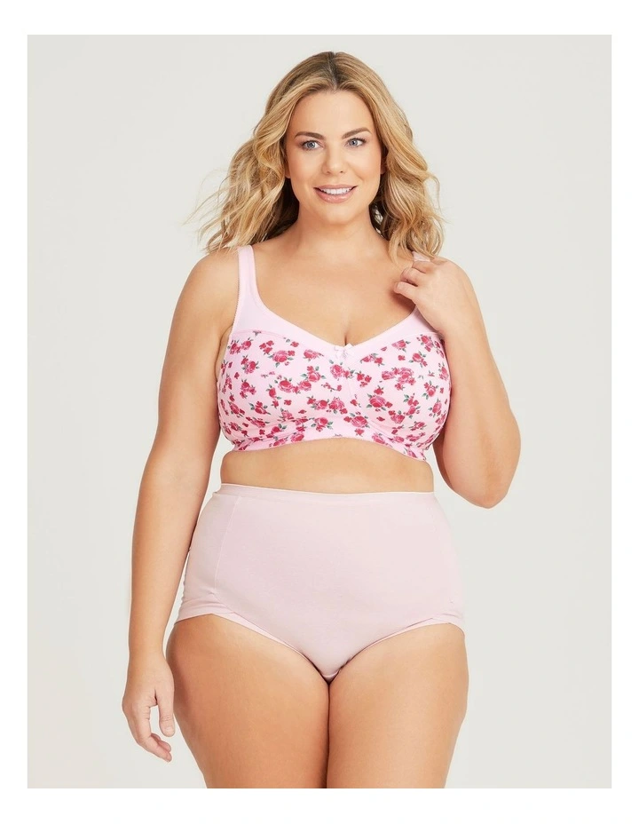 Wirefree Cotton Support Bra in Rose Print